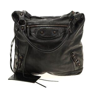 Balenciaga Leather Agneau Classic Day Hobo - Black
